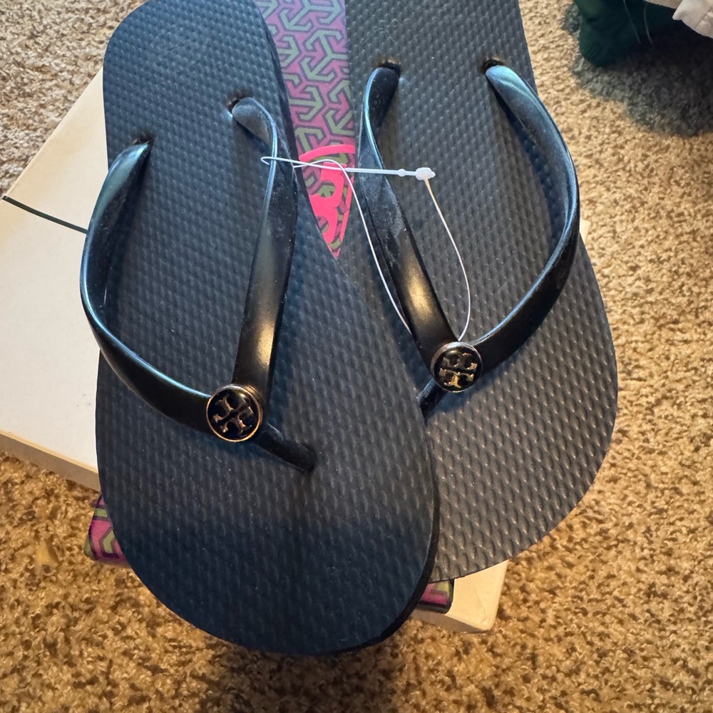 Women's Black Sandals with Logo Detail